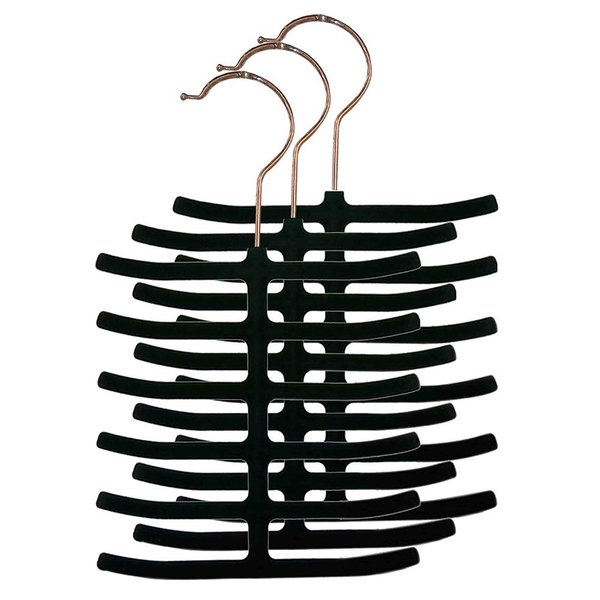 Home Basics 6 Tier NonSlip Velvet Tie Hanger, Black FH01149